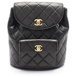 Chanel-Chanel Lambskin Matelasse Backpack A10177-Black
