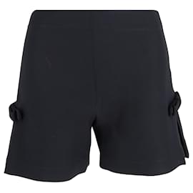 Fendi-Fendi Bow Detail Shorts in Black Wool-Black