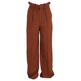 Chloé-Chloé Wide Leg Pants in Brown Silk-Brown,Red