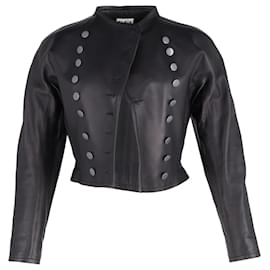 Autre Marque-Alaïa Buttoned Jacket in Black Leather-Black