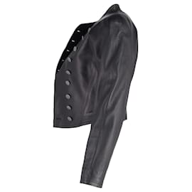 Autre Marque-Alaïa Buttoned Jacket in Black Leather-Black