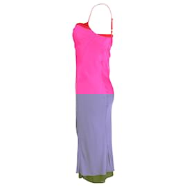 Acne-Acne Studios Midi Slip-Dress in Pink Satin-Brown,Pink
