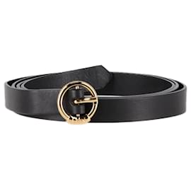Chloé-Chloé Round Buckle Belt in Black Leather-Black
