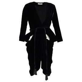 Robe drapée à genoux Chloé en velours noir Noir