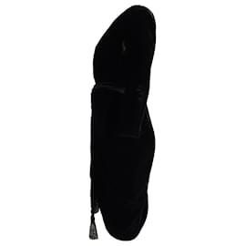 Chloé-Chloé Draped Knee Length Dress in Black Velvet-Black