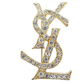 Metall-Strass-Brosche Yves Saint Laurent Silber Golden