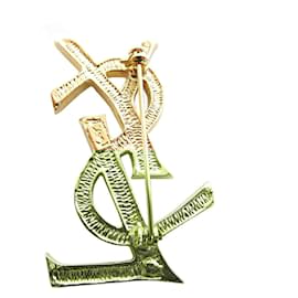 Yves Saint Laurent-Yves Saint Laurent Metal Rhinestone Brooch-Silvery,Golden