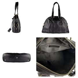 Yves Saint Laurent-Yves Saint Laurent Dark Brown Leather Handbag-Dark brown
