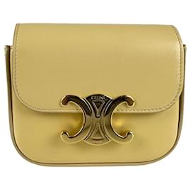 Céline-CELINE Triomphe Mini Claude Leather Shoulder Bag-Cream
