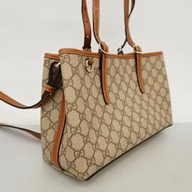Gucci-Gucci Tote Bag GG Supreme Emblem-Brown,Golden