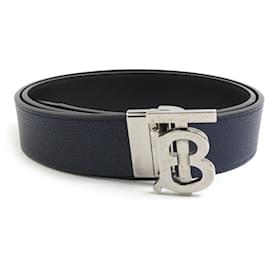 Burberry-Cinto de couro reversível Burberry-Preto,Azul marinho