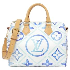 Louis Vuitton-Louis Vuitton Monogram Tile Speedy Bandouliere 25cm Boston Bag-Blue