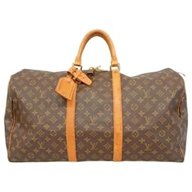Louis Vuitton-Louis Vuitton Monogram Keepall 55 Boston Bag-Brown