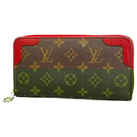 Louis Vuitton-Louis Vuitton Long Wallet Monogram Retiro Zippy M61854-Brown,Fuschia