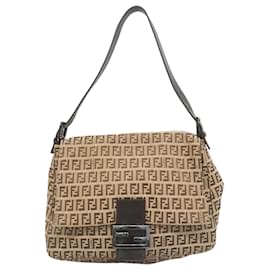 Fendi-Fendi Brown Nylon Canvas Shoulder Bag-Brown