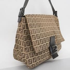 Fendi-Fendi Brown Nylon Canvas Shoulder Bag-Brown