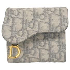 Christian Dior-Christian Dior Tri-fold Wallet in Gray Canvas-Brown