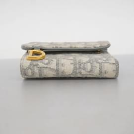 Christian Dior-Christian Dior Tri-fold Wallet in Gray Canvas-Brown