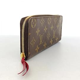Louis Vuitton-Louis Vuitton Long Wallet Monogram Portefeuille Clemence-Brown,Fuschia