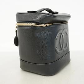 Chanel-Chanel Black Grained Calfskin Vanity Bag-Black