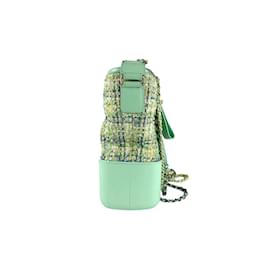 Chanel-Sac à épaule en tweed vert et cuir Chanel-Vert