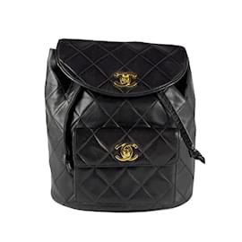 Chanel-Chanel Lambskin Black Backpack-Black