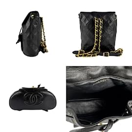 Chanel-Sac à dos noir en cuir d'agneau Chanel-Noir