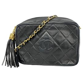 Chanel-Sac à épaule en agneau noir Chanel-Noir