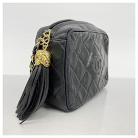 Chanel-Sac à épaule en agneau noir Chanel-Noir