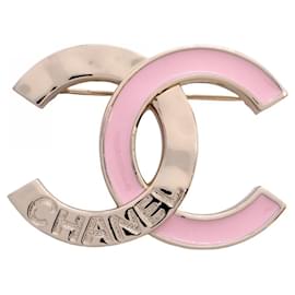 Chanel-Chanel Brooch Coco Mark in Champagne Gold and Pink-Pink,Golden