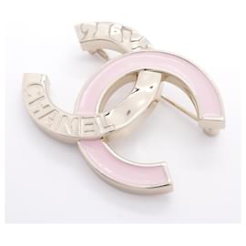 Chanel-Chanel Brooch Coco Mark in Champagne Gold and Pink-Pink,Golden