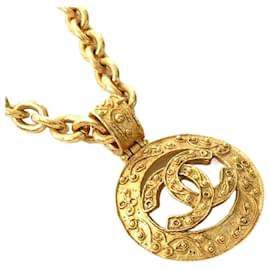 Chanel-Chanel Coco Mark Metal Gold Necklace-Golden