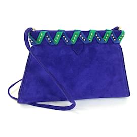 Yves Saint Laurent-Yves Saint Laurent Blue-Purple Suede Shoulder Bag-Other