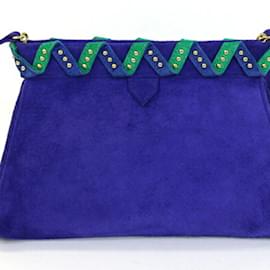 Yves Saint Laurent-Yves Saint Laurent Blue-Purple Suede Shoulder Bag-Other