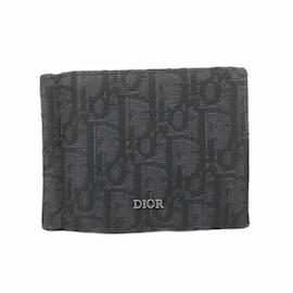 Christian Dior-Christian Dior Black Canvas Bill Wallet-Black