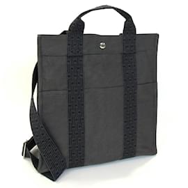Hermès-Hermes Backpack Air Line Ad MM in Gray Canvas-Brown