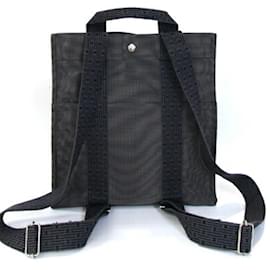 Hermès-Hermes Backpack Air Line Ad MM in Gray Canvas-Brown