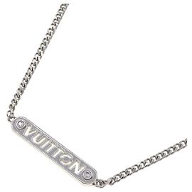 Louis Vuitton Silver Metal Choker Pendant Necklace Silvery