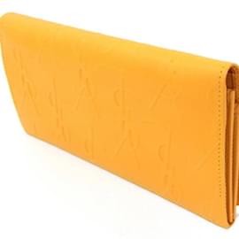 Yves Saint Laurent-Yves Saint Laurent Orange Leather Bi-fold Long Wallet-Orange