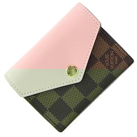 Louis Vuitton-Louis Vuitton Tri-fold Wallet in Damier Canvas-Pink,Damier ebene