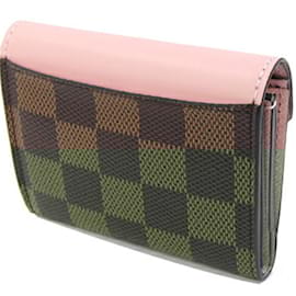 Louis Vuitton-Louis Vuitton Tri-fold Wallet in Damier Canvas-Pink,Damier ebene