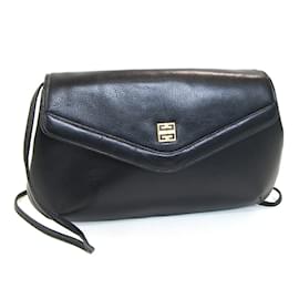 Givenchy-Givenchy Black Leather Pochette Shoulder Bag-Black