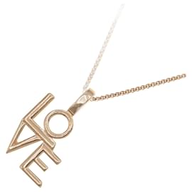 Yves Saint Laurent-Yves Saint Laurent Gold Metal LOVE Pendant Necklace-Golden
