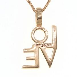 Yves Saint Laurent-Yves Saint Laurent Gold Metal LOVE Pendant Necklace-Golden
