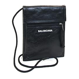 Balenciaga-Sac à épaule en cuir noir Balenciaga-Noir