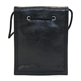 Balenciaga-Sac à épaule en cuir noir Balenciaga-Noir