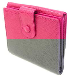 Chanel-Portefeuille bi-fold en cuir de veau grainé rose Chanel-Rose