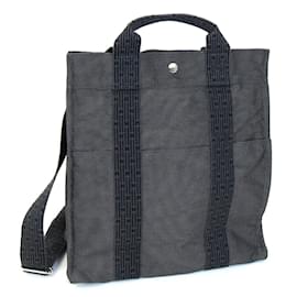 Hermès-Hermes Backpack Air Line Ad MM in Gray Canvas-Brown