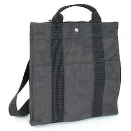Hermès-Hermes Backpack Air Line Ad MM in Gray Canvas-Brown