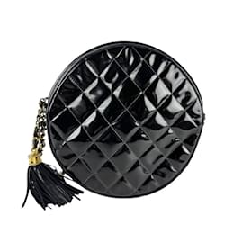 Chanel-Sac à épaule en cuir verni Matelassé Chanel-Noir,Doré